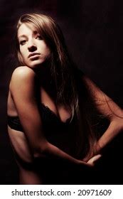Portrait Pretty Naked Girl On Black Stock Photo 20971609 Shutterstock