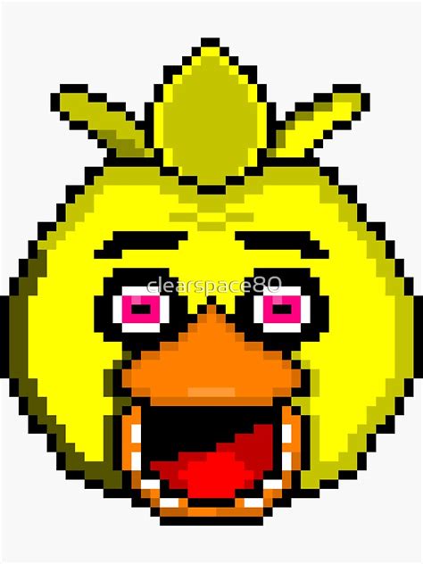 Chica The Chicken 8 Bit Sticker For Sale By Clearspace80 Redbubble