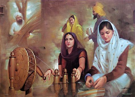 Punjabi Women Spinning The Charkha