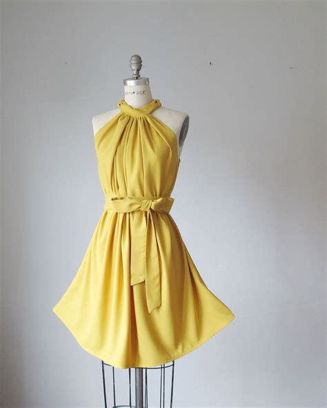 Dress Mustard Yellow Vintage Lace Ruffles Romantic Dreamy