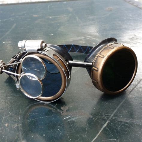 steampunk traveler goggles with double eye loupe