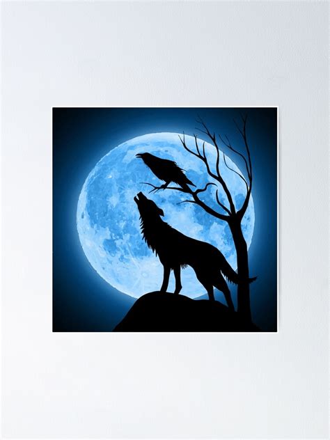 Wolf Raven And Moon Poster For Sale By Micho2591 Redbubble