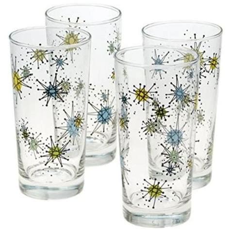 Atomic Starburst Glass Set Vintage Drinking Glasses