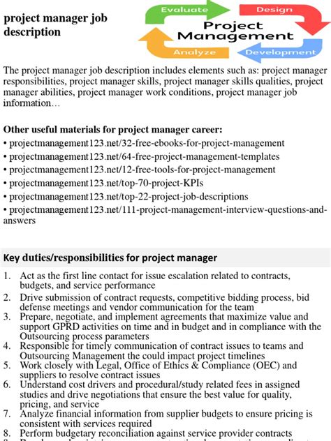 Project Manager Job Description  Project Manager  Project Management