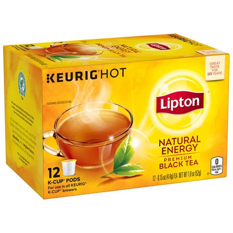 Lipton Natural Energy Premium Black Tea K Cup Pods Made With Real Tea