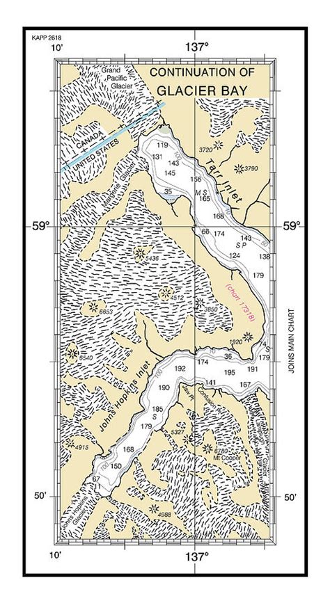 Continuation Of Glacier Bay Alaska Chart 173002 Noaa Chart 17300 Digital Art By Nautical