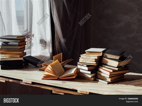 Many Books On Table Image And Photo Free Trial Bigstock