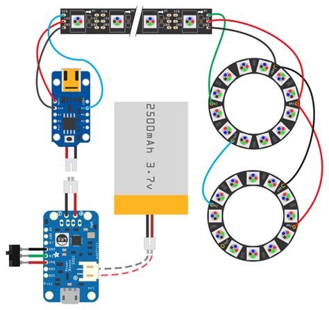 Led strips (sometimes called as ribbon lights) are flexible pcb which consists of series of bright leds and controller circuits, the components on led strip are surface mounded (smd). Circuit Diagram | Trinket NeoPixel LED Longboard | Adafruit Learning System