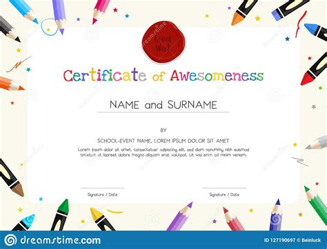 Kids Diploma Or Certificate Template With Painting Stuff Pertaining To