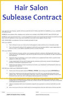 sample hair salon sublease contract template  rental agreement