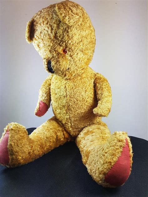 Antique Teddy Bear Straw Filled Soft Toy Animal Large 25 Inch Etsy