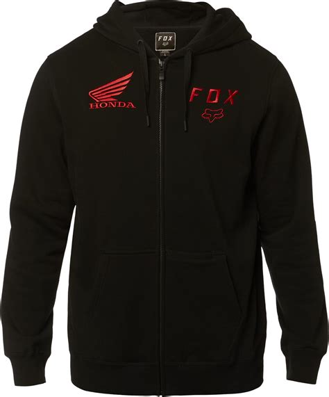 Fox Racing Mens Black Fox Honda Zip Fleece Hoody Hoodie Ebay
