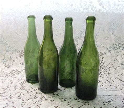 Antique Green Glass Bottles Old Green Glass Jars Vintage Etsy Green Glass Bottles Glass
