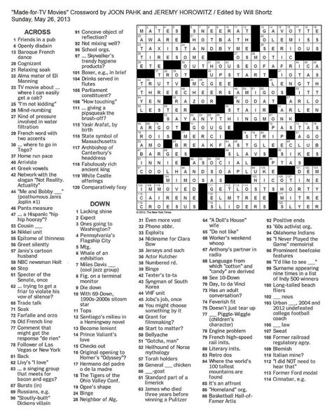 Pic printable movie crossword free printable crossword puzzles for. The New York Times Crossword in Gothic: May 2013