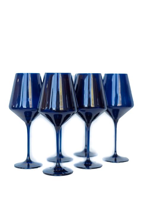 Estelle Colored Glass Wine Glasses Midnight Blue Garmentory