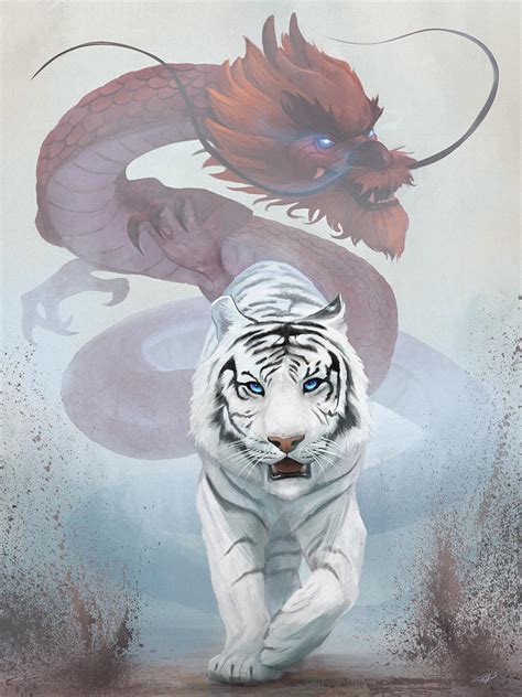 The Tiger And The Dragon Digital Art By Steve Goad Pixels