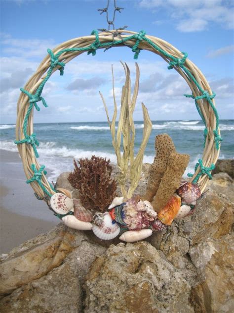 Unique Coral And Shell Wreath Etsy Shell Wreath Sea Shell Decor