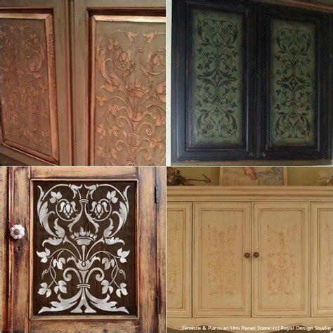 20 DIY Cabinet Door Makeovers With Furniture Stencils Kitchen Cabinet
