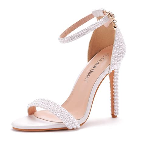 buy full pearls heels sandals stiletto heels peep toe high heel sandals pump shoes for bride