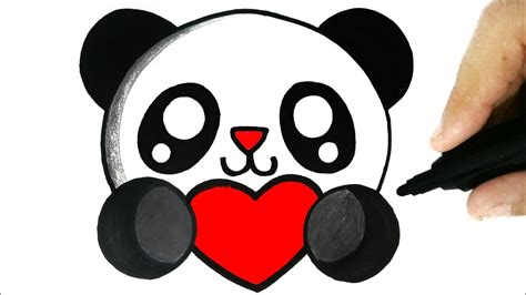 como dibujar un panda kawaii facil how to draw a panda with a love heart images and photos finder