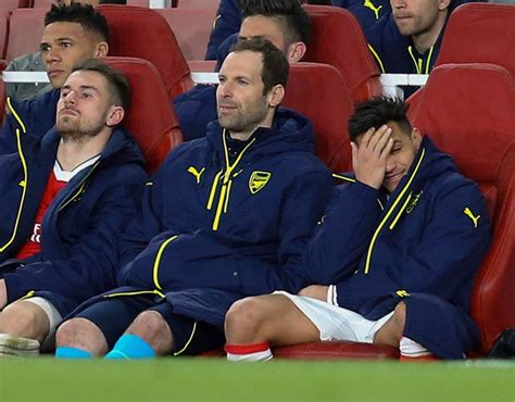 arsenal news alexis sanchez caught laughing on bench during humiliating bayern defeat