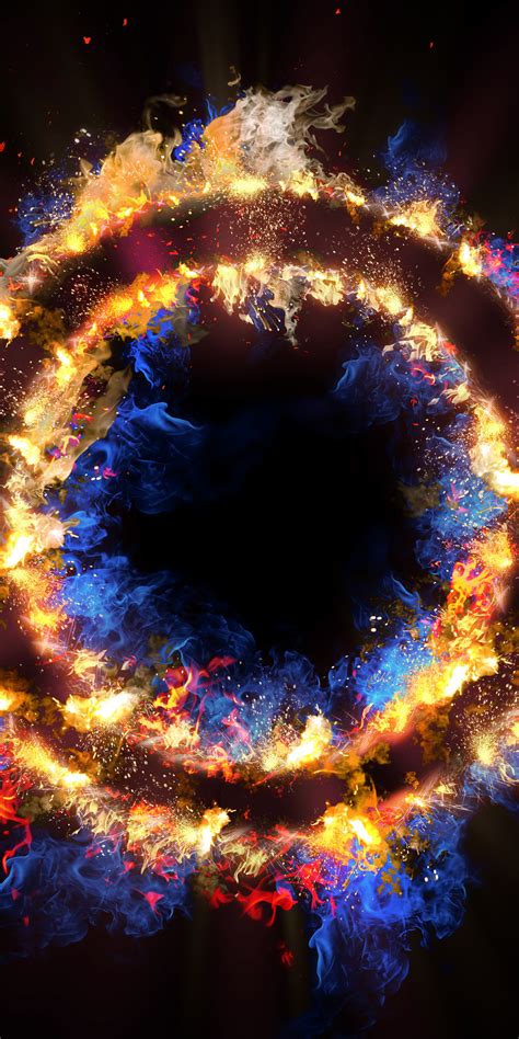 1080x2160 Flame Circle 3d Abstract 5k One Plus 5thonor 7xhonor View