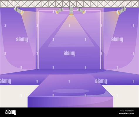 Violet Runway Platform Flat Color Vector Illustration Empty Podium