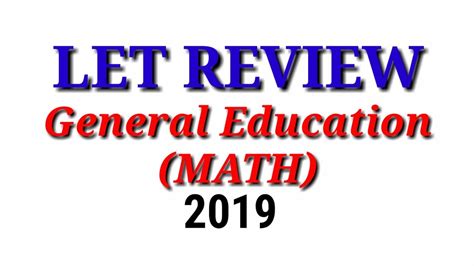 General Education Math 2019 Youtube
