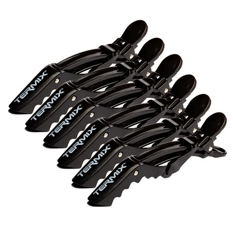 Termix Professional Pack Of 6 Double Hinge Black Hair Sectioning Clips