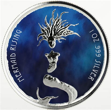 Mermaid Rising Coloured 1 Oz Silver Coin 1 Fiji 2018
