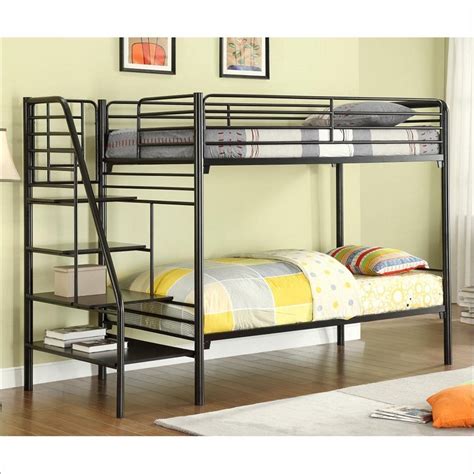 It is fitted with railings and ladder for added safety. Drievoudig Sleeper Stapelbed Frame - Double op Bottom ...
