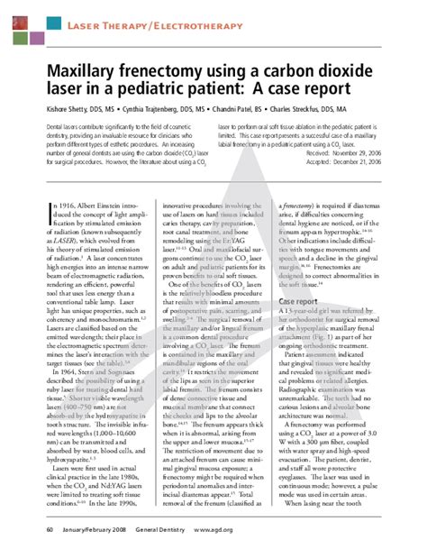Pdf Maxillary Frenectomy Using A Carbon Dioxide Laser In A Pediatric Patient A Case Report