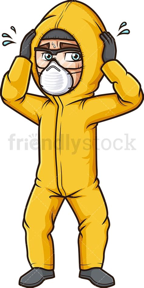Panicking Man In Hazmat Suit Cartoon Clipart Vector FriendlyStock