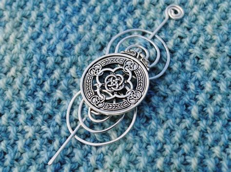 Celtic Knot Shawl Pin In Silver Etsy