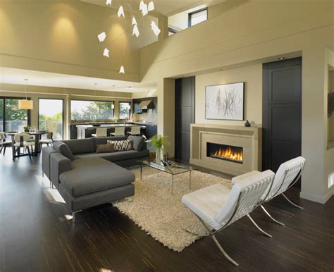 Open Concept Living And Dining Modern Living Room