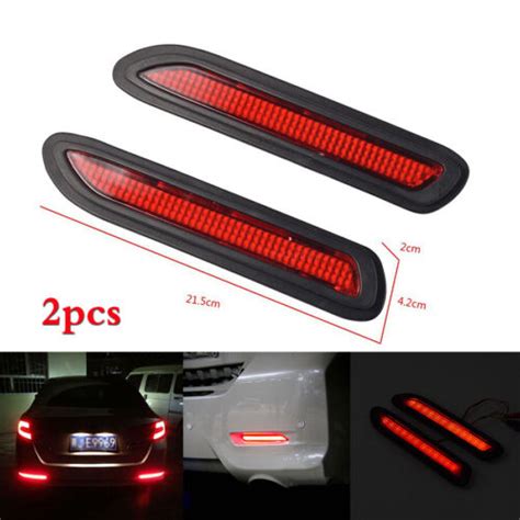 Pcs Red Lens Car Led Rear Bumper Reflectors Taillight Brake Fog