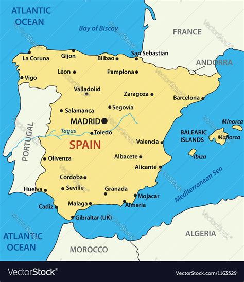 Encuentra información acerca del clima, condiciones de carreteras, rutas con indicaciones. Map of Spain Royalty Free Vector Image - VectorStock