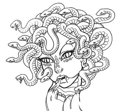 Find dot to dots, exercises for kids and. Cartoon outline hissing medusa gorgona head tattoo design ...