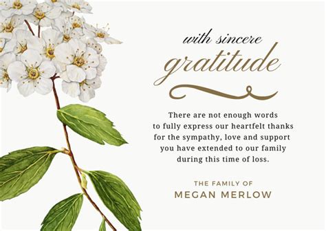 Bereavement Thank You Note Message Funeral Thank You Cards Sympathy
