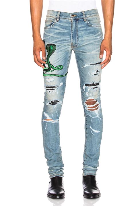 Amiri Cotton Art Patch Snake Jean In Blue For Men Lyst