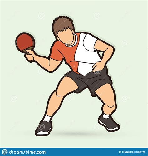 Ping Pong Player Table Tennis Action Cartoon Graphic