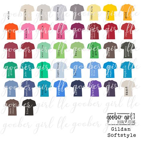 Gildan Color Chart Mockup Studiosixsound Co Za