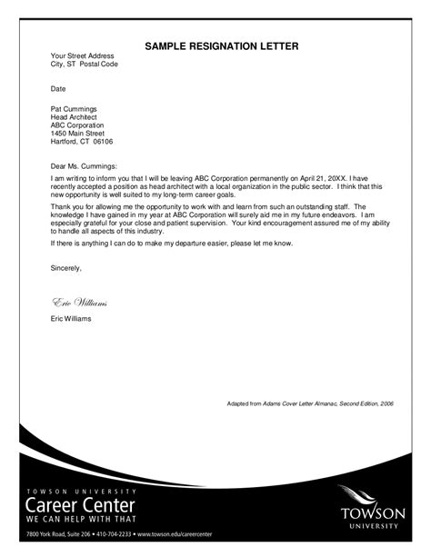 Letter Of Voluntary Resignation Sample Sample Resignation Letter