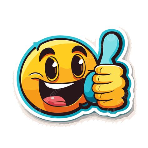 Smiling Emoticon On A Sticker Clipart Vector Smiley Thumbs Up Smiley