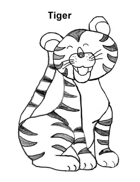 A Lovely Kids Drawing Of Tiger Coloring Page Download And Print Online