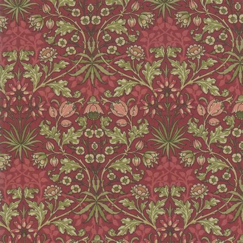 Moda Fabrics Best Of Morris William Morris Golden Lily Red Quilt Fabric William Morris Red
