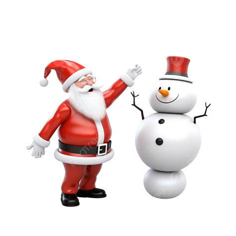 3d Rendering Of Santa Dancing With Snowman 3d Banner Birthday Png