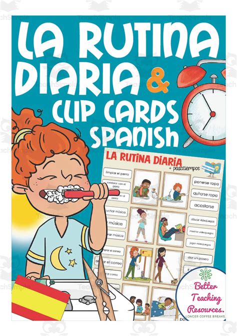 Spanish Daily Routine Clip Cards Vocabulary Practice Activity By