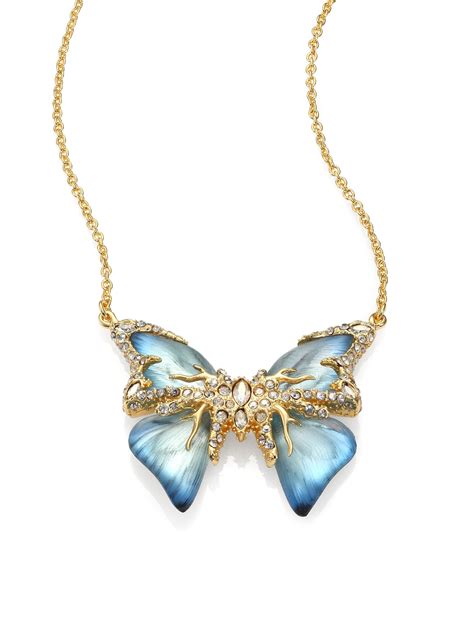 Alexis Bittar Swarovski Crystal Lucite Butterfly Pendant Necklace In