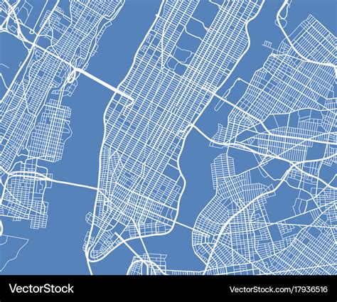 Aerial View Usa New York City Street Map Vector Image